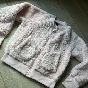 All in Motion Fuzzy Pink Zip-Up Sweater, Kids Size M (8)